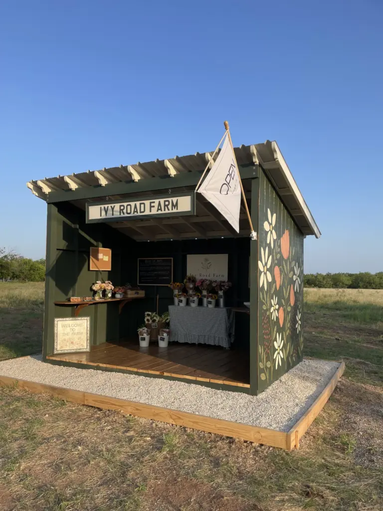 Ivy Road Farm's flower stand on opening day, Abilene TX